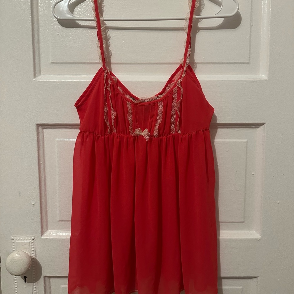 Dark Pink Lace Trim Camisole